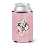 Caroline'S Treasures Ck4242Cc Dalmatian Pink Flowers Can Or Bottle Hugger Cold-Beverage-Koozies, 12 Oz, Multicolor