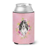 Caroline'S Treasures Black Parti Cocker Spaniel Pink Flowers Can Or Bottle Hugger Cold-Beverage-Koozies, 12 Oz, Multicolor