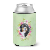 Caroline'S Treasures Ck4278Cc Bernese Mountain Dog Green Flowers Can Or Bottle Hugger Cold-Beverage-Koozies, 12 Oz, Multicolor