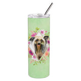 Caroline'S Treasures Chinese Crested Green Flowers Double Walled Stainless Steel 20 Oz Skinny Travel-Insulated-Tumblers, Multi