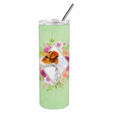 Caroline'S Treasures Jack Russell Terrier #2 Green Flowers Stainless Steel 20 Oz Skinny Travel-Insulated-Tumblers, Multicolor,