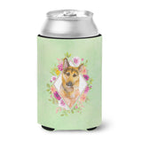 Caroline'S Treasures Ck4307Cc German Shepherd #2 Green Flowers Can Or Bottle Hugger Cold-Beverage-Koozies, 12 Oz, Multicolor