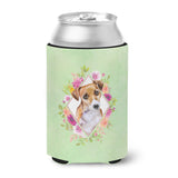 Caroline'S Treasures Jack Russell Terrier #1 Green Flowers Can Or Bottle Hugger Cold-Beverage-Koozies, 12 Oz, Multicolor