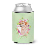 Caroline'S Treasures Yellow Labrador Retriever Green Flowers Can Or Bottle Hugger Cold-Beverage-Koozies, 12 Oz, Multicolor