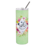 Caroline'S Treasures Pyrenees Green Flowers Double Walled Stainless Steel 20 Oz Skinny Travel-Insulated-Tumblers, Multicolor