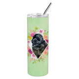 Caroline'S Treasures Newfoundland Green Flowers Double Walled Stainless Steel 20 Oz Skinny Travel-Insulated-Tumblers, Multicol