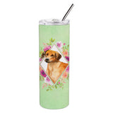 Caroline'S Treasures Rhodesian Ridgeback Green Flowers Double Walled Stainless Steel 20 Oz Skinny Travel-Insulated-Tumblers, M