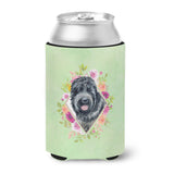 Caroline'S Treasures Russian Black Terrier Green Flowers Can Or Bottle Hugger Cold-Beverage-Koozies, 12 Oz, Multicolor