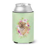 Caroline'S Treasures Ck4341Cc Shar Pei Green Flowers Can Or Bottle Hugger Cold-Beverage-Koozies, 12 Oz, Multicolor