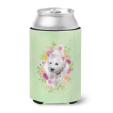 Caroline'S Treasures West Highland White Terrier Green Flowers Can Or Bottle Hugger Cold-Beverage-Koozies, 12 Oz, Multicolor