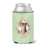 Caroline'S Treasures Black Miniature Pinscher Green Flowers Can Or Bottle Hugger Cold-Beverage-Koozies, 12 Oz, Multicolor