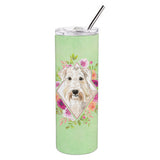 Caroline'S Treasures Wheaten Terrier Green Flowers Double Walled Stainless Steel 20 Oz Skinny Travel-Insulated-Tumblers, Multi