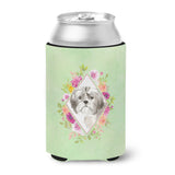 Caroline'S Treasures Ck4371Cc Shih Tzu Puppy Green Flowers Can Or Bottle Hugger Cold-Beverage-Koozies, 12 Oz, Multicolor