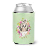 Caroline'S Treasures Ck4372Cc Shih Tzu Green Flowers Can Or Bottle Hugger Cold-Beverage-Koozies, 12 Oz, Multicolor