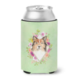 Caroline'S Treasures Ck4373Cc Sheltie Green Flowers Can Or Bottle Hugger Cold-Beverage-Koozies, 12 Oz, Multicolor