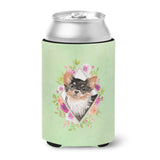 Caroline'S Treasures Ck4385Cc Longhaired Chihuahua Green Flowers Can Or Bottle Hugger Cold-Beverage-Koozies, 12 Oz, Multicolor