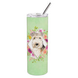 Caroline'S Treasures Lakeland Terrier Green Flowers Double Walled Stainless Steel 20 Oz Skinny Travel-Insulated-Tumblers, Mult