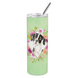 Caroline'S Treasures English Pointer Green Flowers Double Walled Stainless Steel 20 Oz Skinny Travel-Insulated-Tumblers, Multi