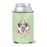 Caroline'S Treasures Ck4402Cc Dalmatian Green Flowers Can Or Bottle Hugger Cold-Beverage-Koozies, 12 Oz, Multicolor
