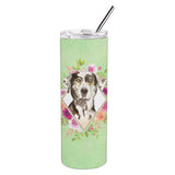 Caroline'S Treasures Catahoula Leopard Dog Green Flowers Stainless Steel 20 Oz Skinny Travel-Insulated-Tumblers, Multicolor