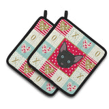 Caroline'S Treasures Ck5155Pthd Russian White Black Cat Love Pair Of Pot Holders Potholders, Multicolor