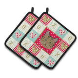Caroline'S Treasures Ck5159Pthd Scottish Straight Cat Love Pair Of Pot Holders Potholders, Multicolor