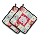Caroline'S Treasures Ck5181Pthd American Eskimo Love Pair Of Pot Holders Potholders, Multicolor