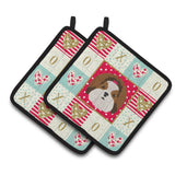 Caroline'S Treasures Ck5206Pthd Imperial Shih Tzu Love Pair Of Pot Holders Potholders, Multicolor