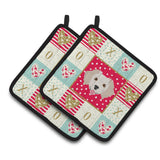 Caroline'S Treasures Ck5238Pthd Small Greek Domestic Dog Love Pair Of Pot Holders Potholders, Multicolor