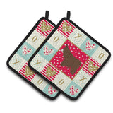 Caroline'S Treasures Ck5279Pthd Poitou Poiteuin Donkey Love Pair Of Pot Holders Potholders, Multicolor