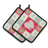 Caroline'S Treasures Ck5377Pthd Silver Fantail Pigeon Love Pair Of Pot Holders Potholders, Multicolor