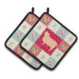 Caroline'S Treasures Ck5401Pthd English Leicester Longwool Sheep Love Pair Of Pot Holders Potholders, Multicolor