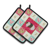 Caroline'S Treasures Ck5436Pthd Teddy Guinea Pig Love Pair Of Pot Holders Potholders, Multicolor