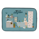 Caroline'S Treasures Ck7560Ddm White Bull Terrier In Bathtub Dish-Drying-Mats, 14 X 21, Multicolor