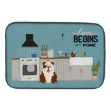 Caroline'S Treasures Brindle White English Bulldog Kitchen Scene Dish-Drying-Mats, 14 X 21, Multicolor