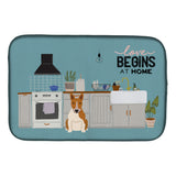 Caroline'S Treasures Ck7839Ddm Red White Bull Terrier Kitchen Scene Dish-Drying-Mats, 14 X 21, Multicolor
