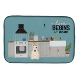 Caroline'S Treasures Ck7842Ddm White Bull Terrier Kitchen Scene Dish-Drying-Mats, 14 X 21, Multicolor