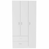 Tuhome Austral 3 Doors Armoire, Metal Rod, Two Drawers, One Door Cabinet, Two Door Cabinets, White, For Bedroom
