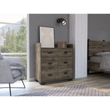 Tuhome Alyn Dresser, Four Legs, One Ample Drawer, Four Drawers, Countertop, Dark Brown, For Bedroom
