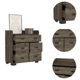 Tuhome Alyn Dresser, Four Legs, One Ample Drawer, Four Drawers, Countertop, Dark Brown, For Bedroom