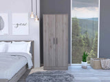 Tuhome Ambery 180 Armoire, Two Shelves, Two Doors, Metal Rod, Metal Hardware, One Drawer, Light Grey, For Bedroom