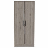 Tuhome Ambery 180 Armoire, Two Shelves, Two Doors, Metal Rod, Metal Hardware, One Drawer, Light Grey, For Bedroom