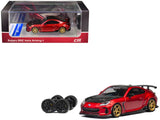 Subaru BRZ Varis Arising1 RHD (Right Hand Drive) Red Metallic with Carbon Hood and Top and Extra Wheels 1/64 Diecast Model Car