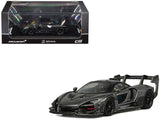McLaren Senna GTR Dark Gray Metallic with Carbon Hood and Black Top 1/64 Diecast Model Car by CM Model