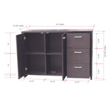 Beckville Modern Sideboard Buffet With 3 Drawers & Shelves, Chocolate Wood