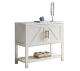 Duquette 2-Door Modern Storage Console Table, White Wood