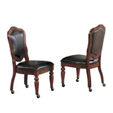 Sunset Trading 5 Piece Bellagio 48 Round Dining And Poker Table Set | Reversible Game Top | Caster Chairs With Nailheads | Sea