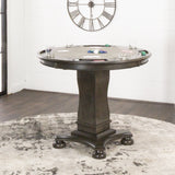 Sunset Trading Vegas 42.5 Round Counter Height Dining, Chess And Poker Table| Reversible 3 In 1 Game Top | Distressed Gray Woo