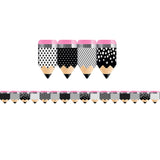 Bold & Bright Striped and Spotted Pencils Border, 35 Feet