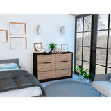 Tuhome Kaia 4 Drawers Dresser, Countertop, Four Drawer Dresser, Black/Pine, For Bedroom